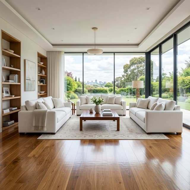 Shining clean modern living room cleaned by Admiral services